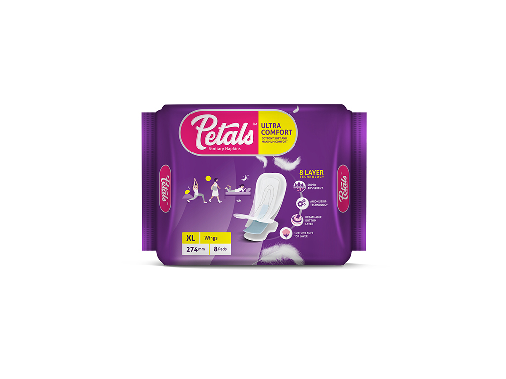 Buy Petals Ultra Comfort Sanitary Napkins with Wings (XL) 8 pads Online at  Best Prices in India - JioMart.